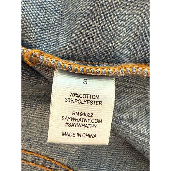 Say What? Women’s Distressed Jean Jacket Size Small Oversized Grunge Denim - Picture 6 of 10